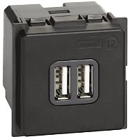 Розетка USB тип A+A модульная Legrand BTicino Living Now 1-м. 2 мод. 3000мА картинка